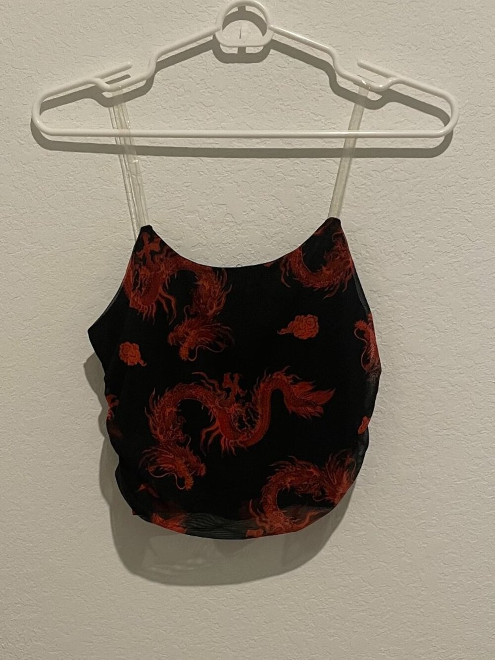 Black & Red Dragon Print Cropped Cami Tank